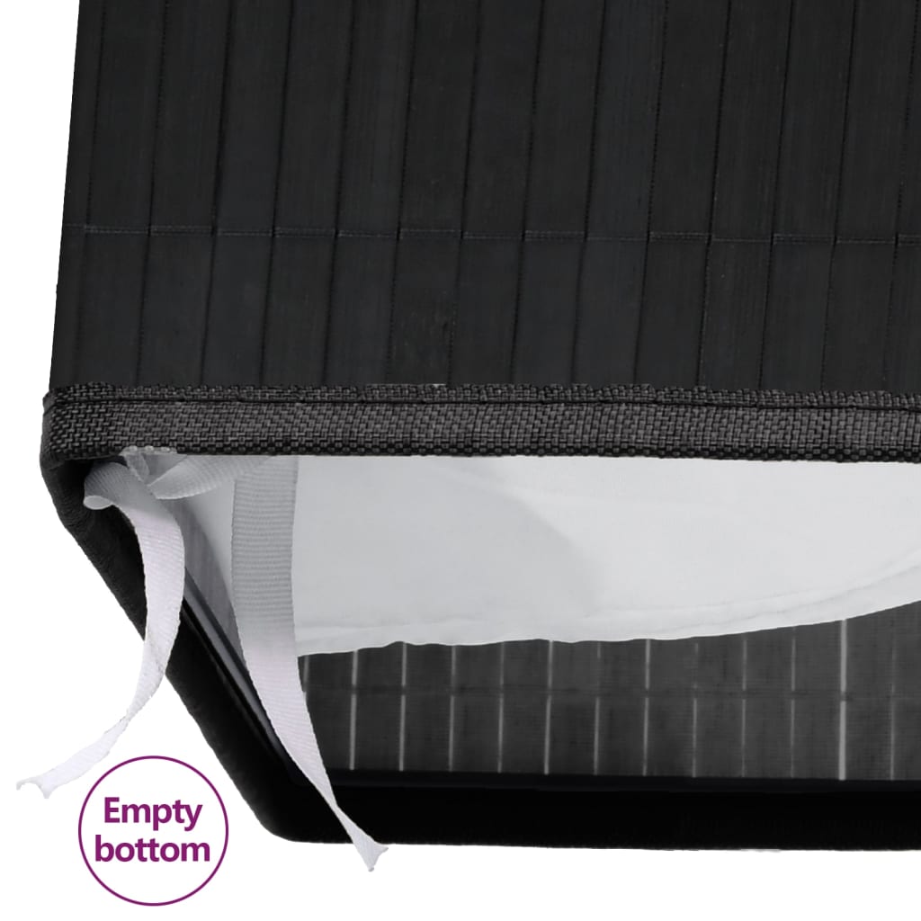 Bamboo laundry basket with 2 compartments, black, 100 L
