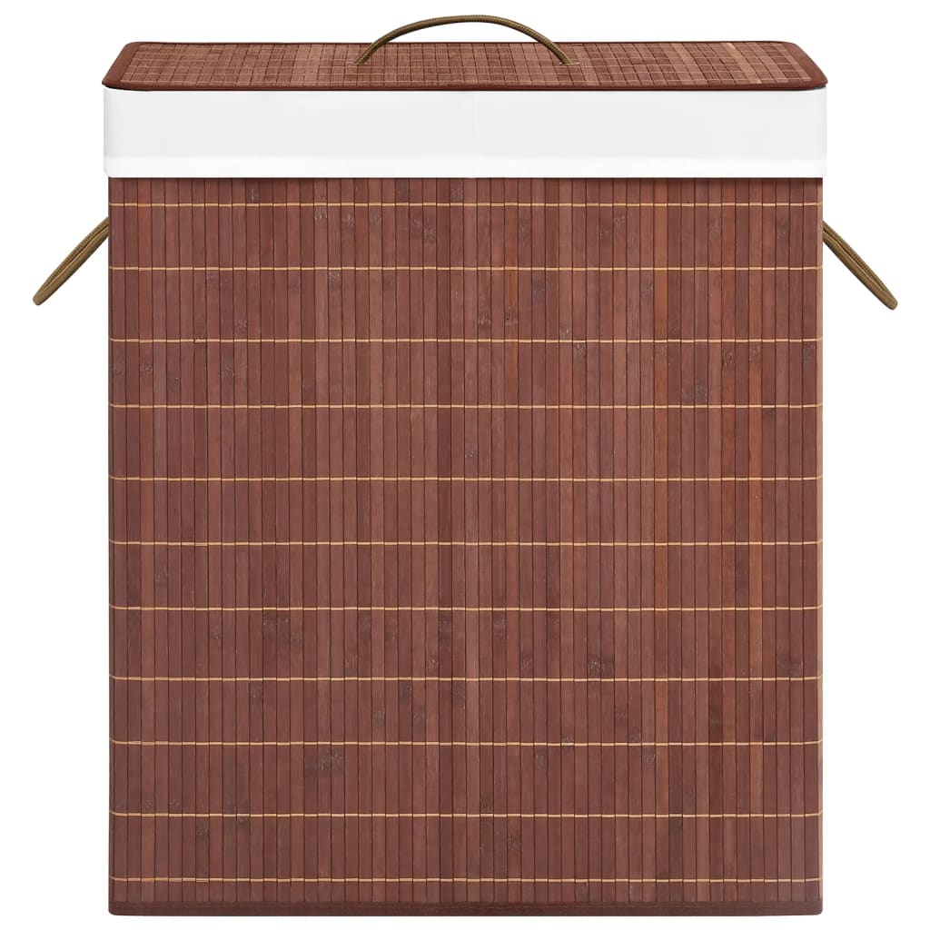 Bamboo laundry basket with 2 compartments, brown, 100 L