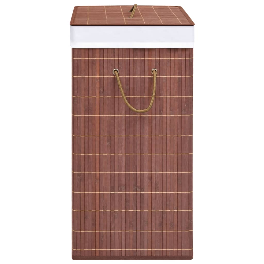 Bamboo laundry basket with 2 compartments, brown, 100 L