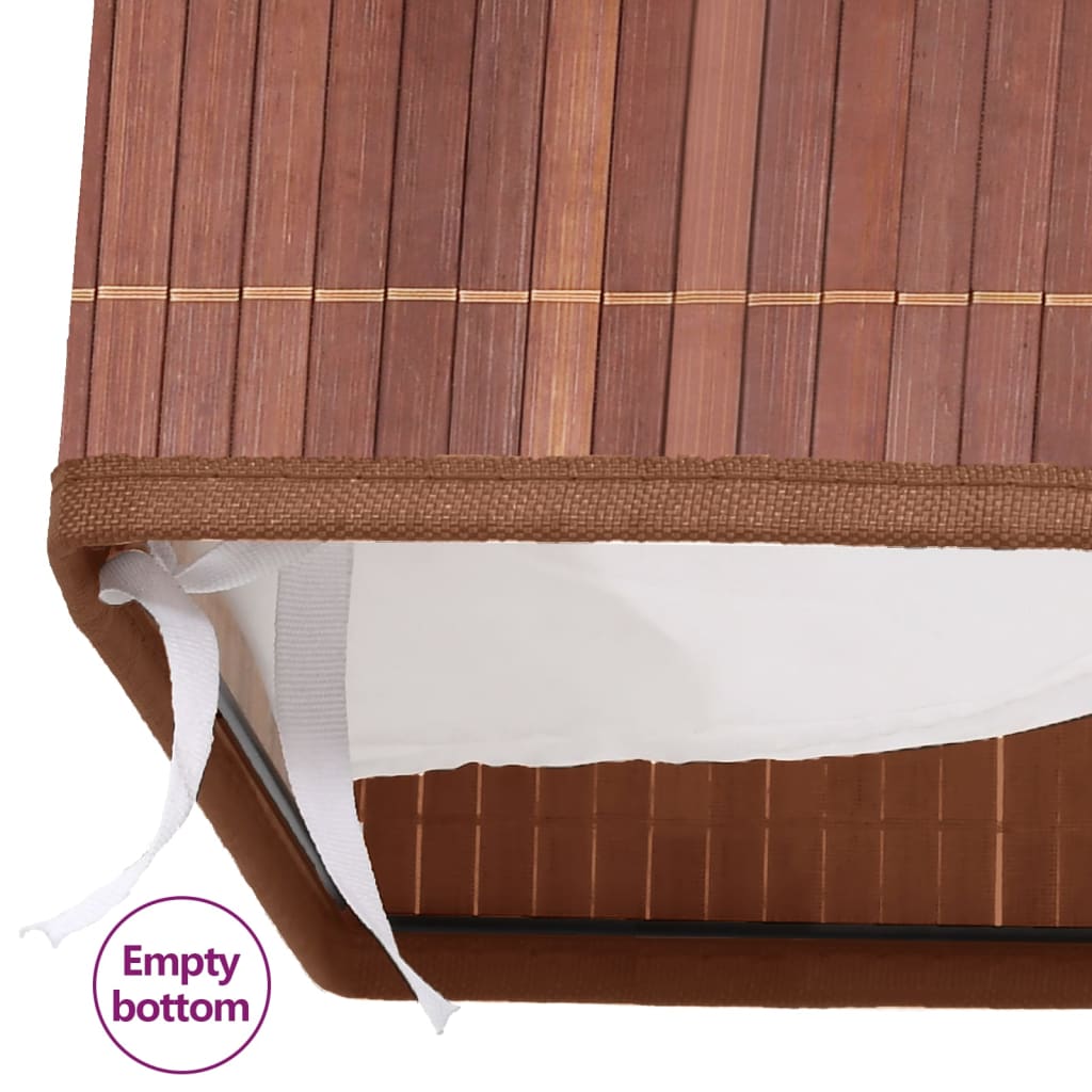 Bamboo laundry basket with 2 compartments, brown, 100 L