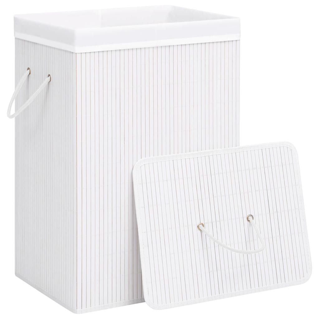Bamboo laundry basket with 1 compartment white