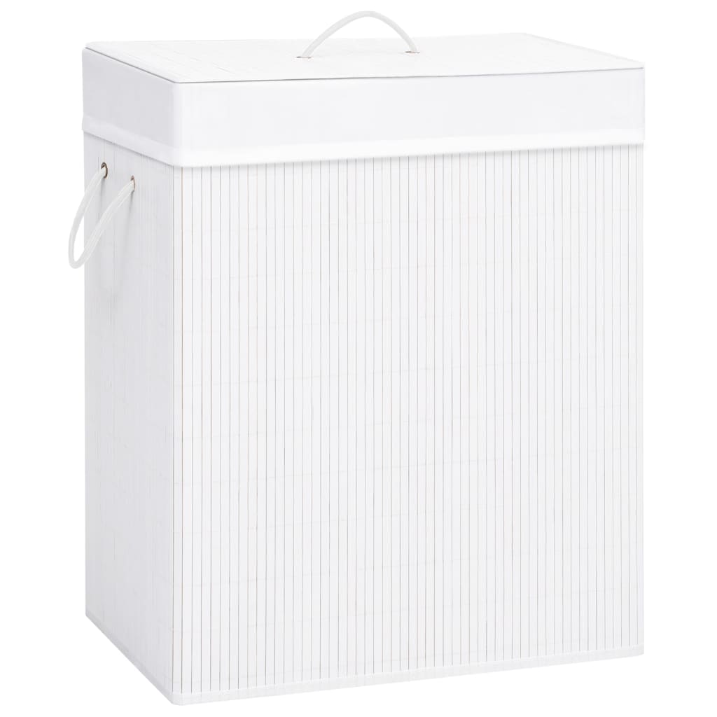 Bamboo laundry basket with 1 compartment white 83 L