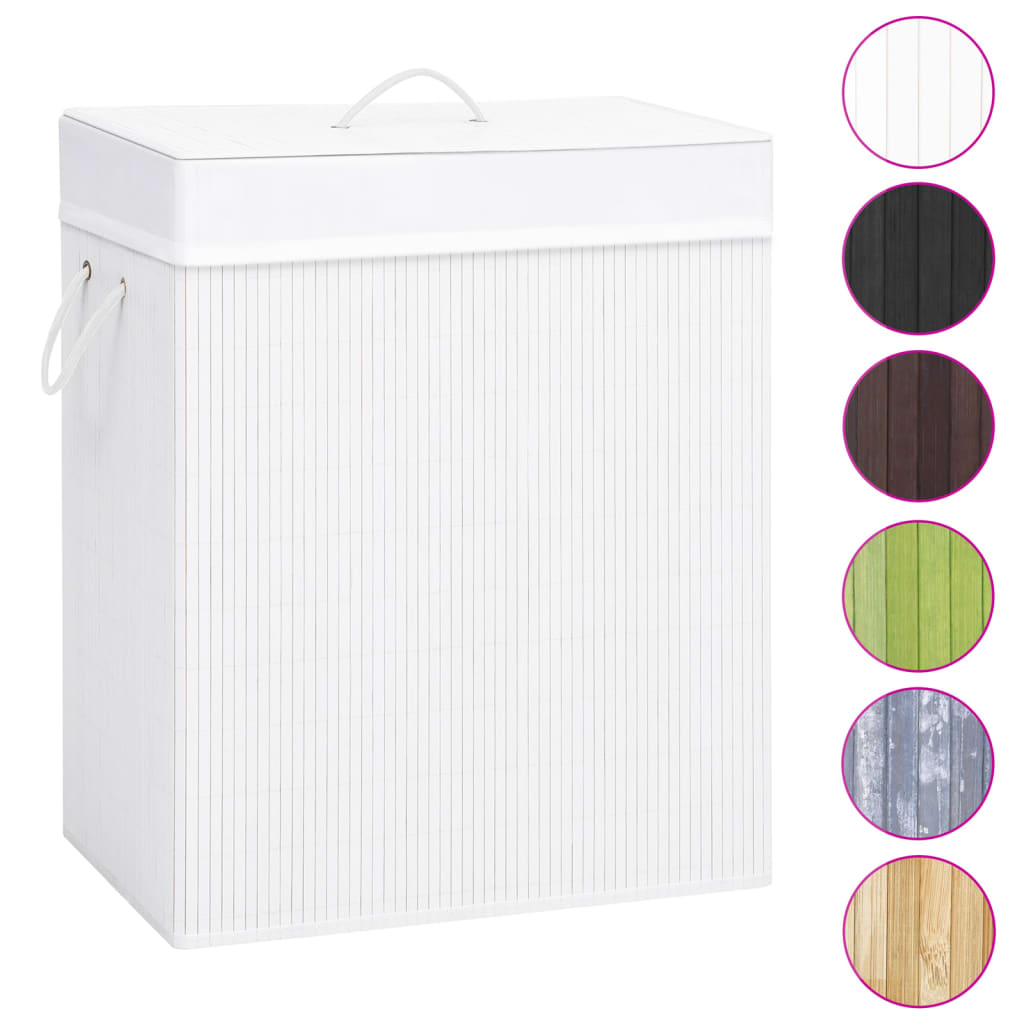Bamboo laundry basket with 1 compartment white 83 L