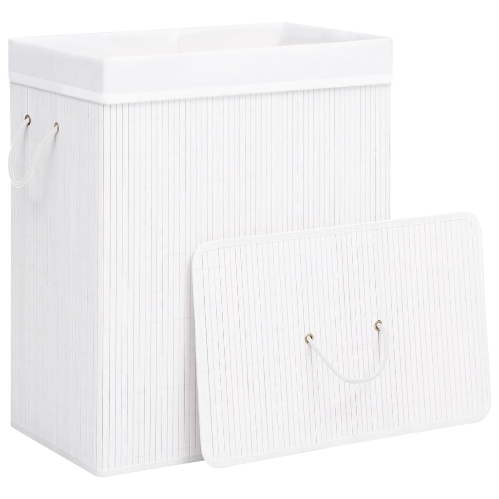 Bamboo laundry basket with 1 compartment white 83 L