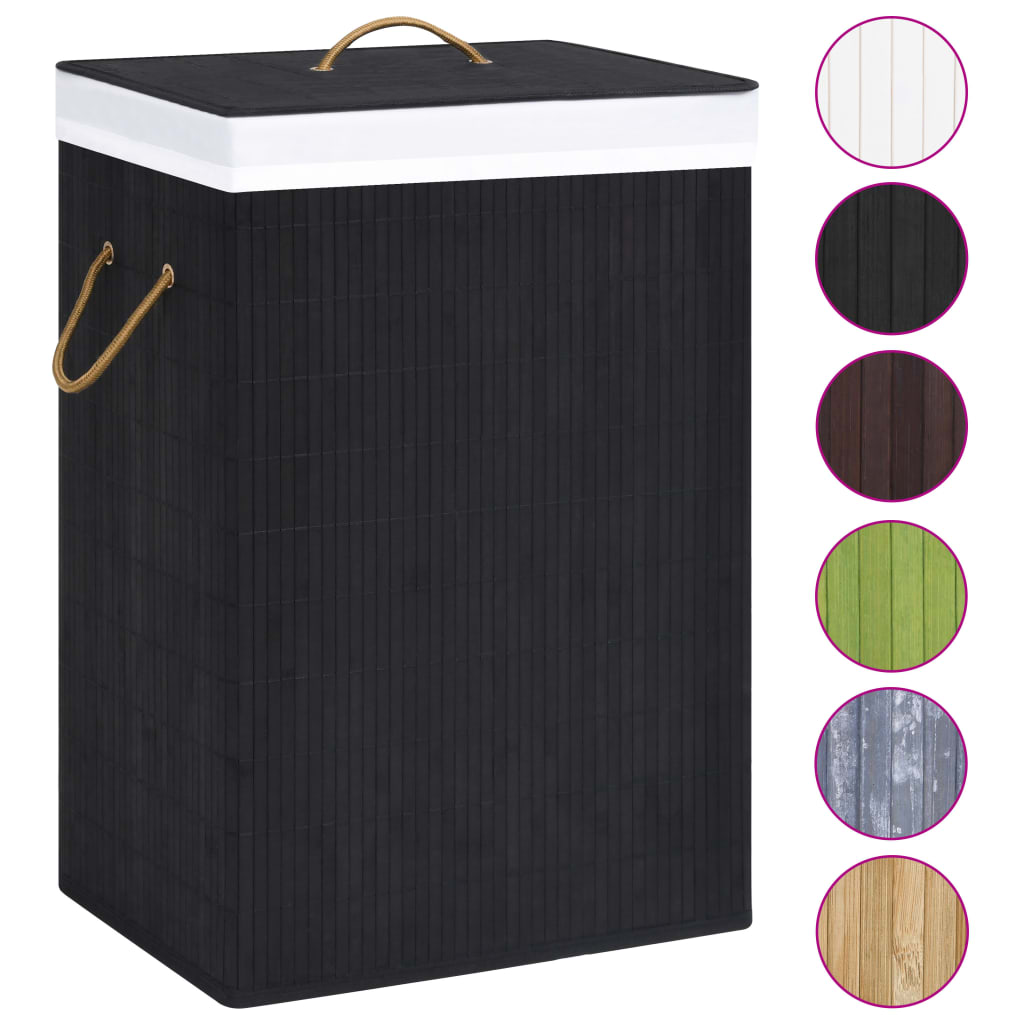 Bamboo laundry basket with 1 compartment black