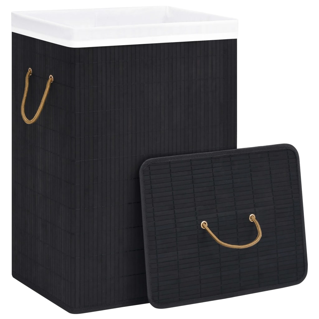 Bamboo laundry basket with 1 compartment black