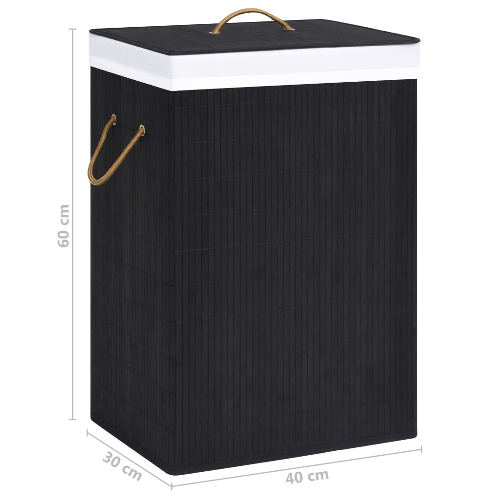 Bamboo laundry basket with 1 compartment black