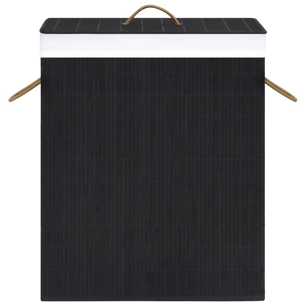 Bamboo laundry basket with 1 compartment, black, 83 L