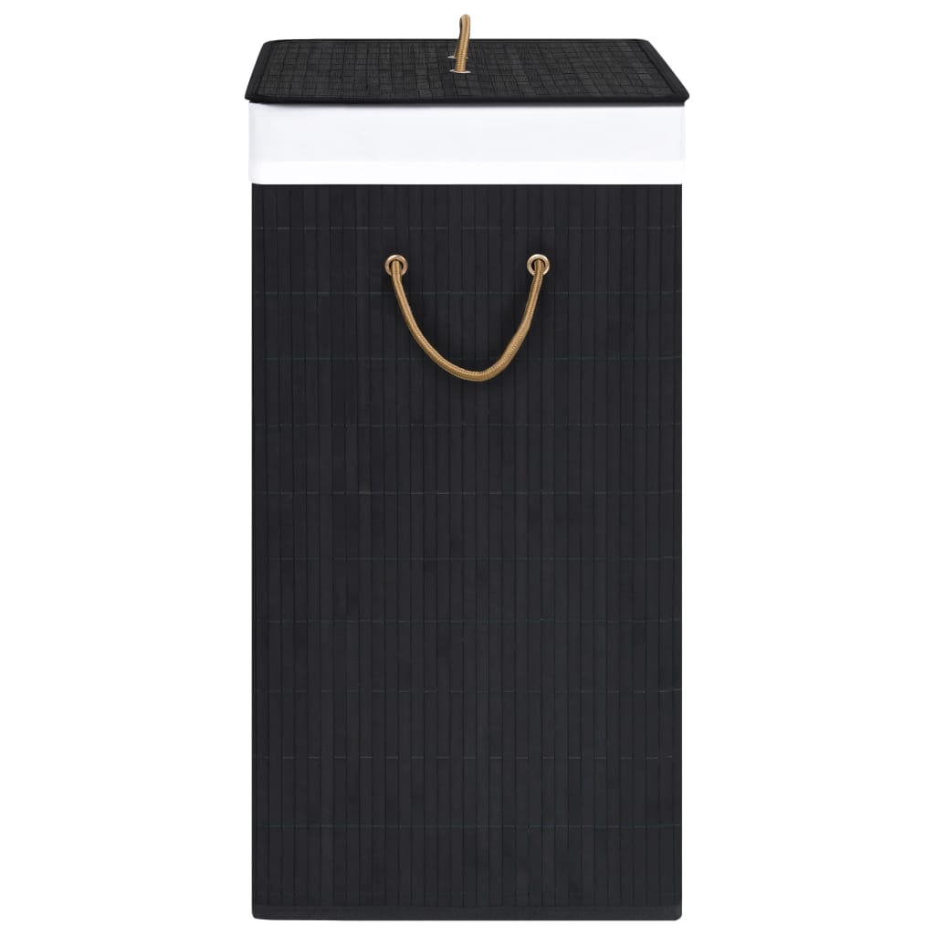 Bamboo laundry basket with 1 compartment, black, 83 L