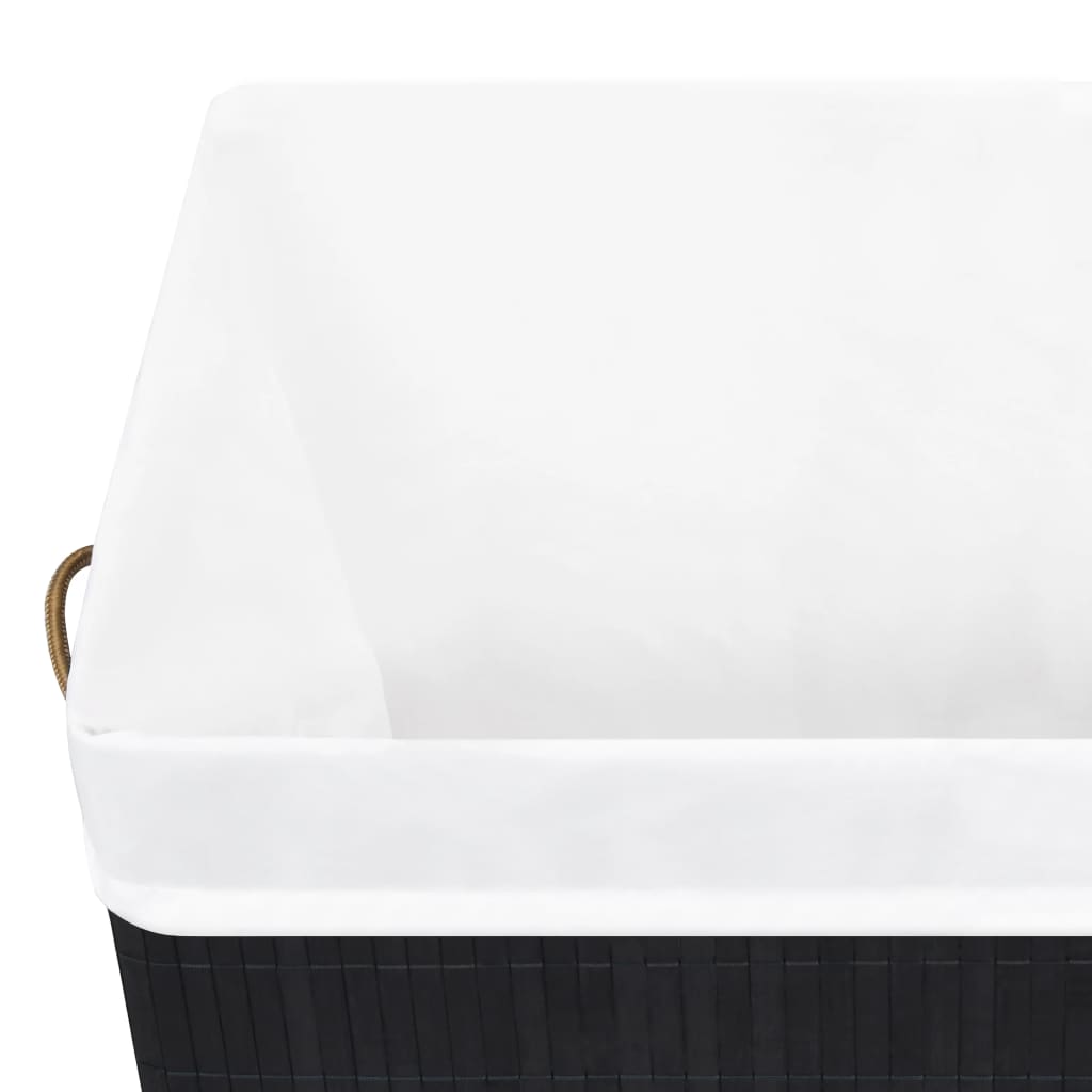 Bamboo laundry basket with 1 compartment, black, 83 L