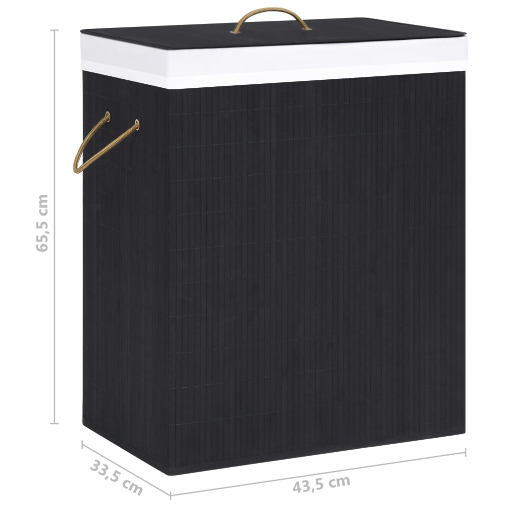 Bamboo laundry basket with 1 compartment, black, 83 L