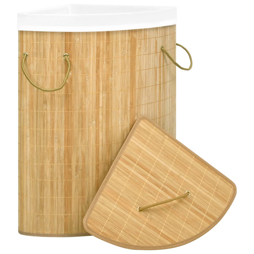 Corner laundry basket bamboo 60 L