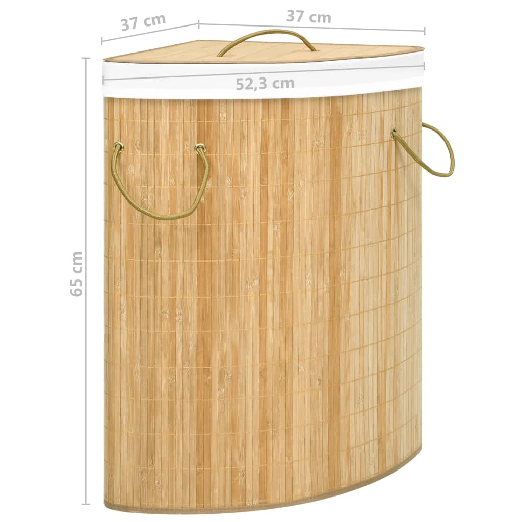 Corner laundry basket bamboo 60 L