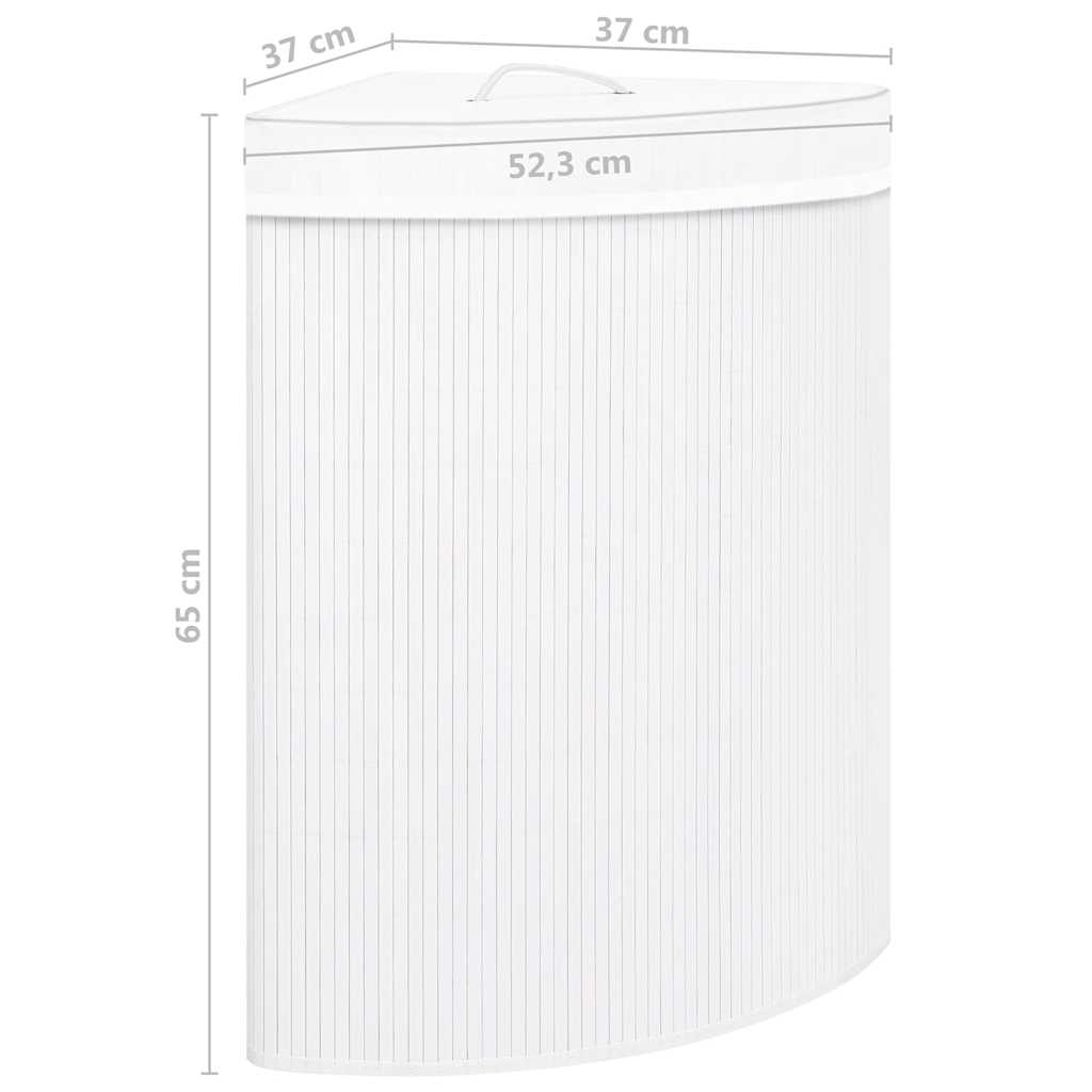 Eck-Wäschekorb Bambus Weiß 60 L