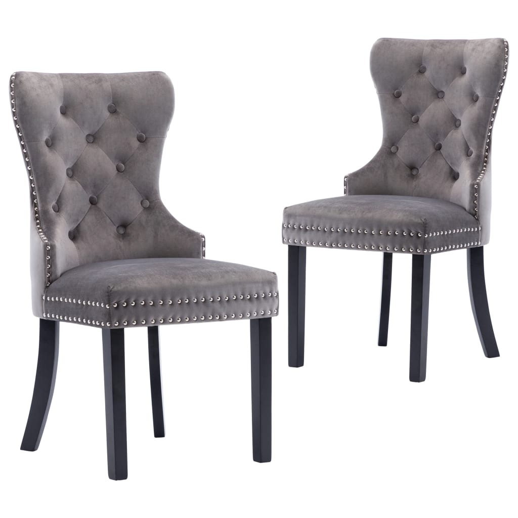Chaises de salle à manger, lot de 2, velours gris