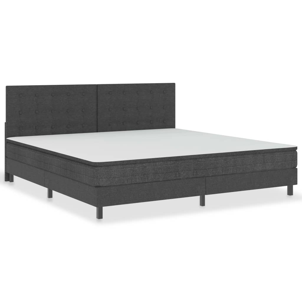 Lit à sommier tapissier tissu gris foncé 200x200 cm
