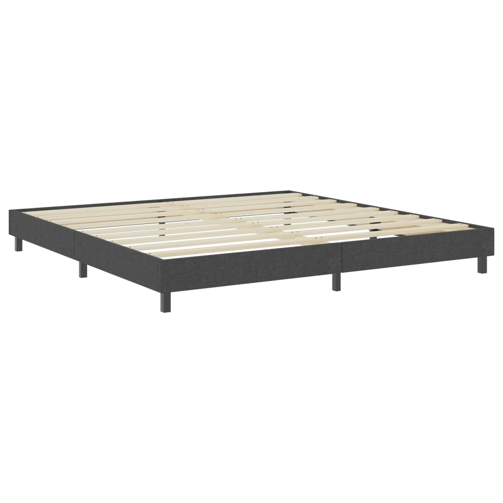 Lit à sommier tapissier tissu gris foncé 200x200 cm