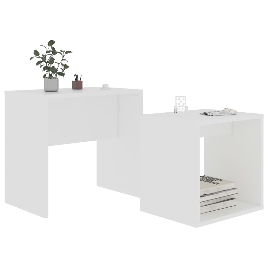 Ensemble table basse blanc 48x30x45 cm en bois