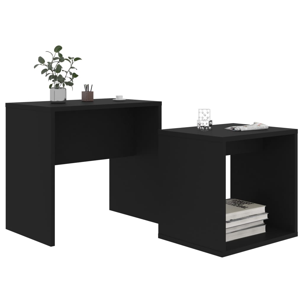 Coffee Table Set Black 48x30x45 cm Wood Material