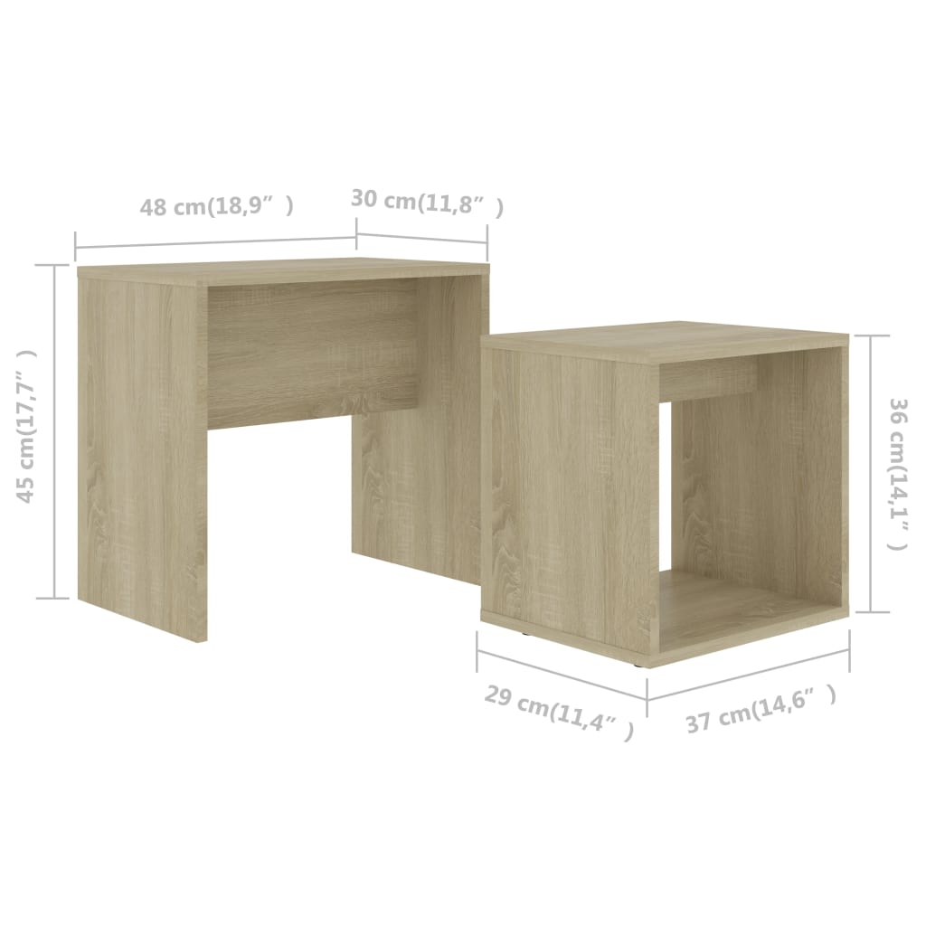 Ensemble de table basse chêne Sonoma 48 x 30 x 45 cm en bois