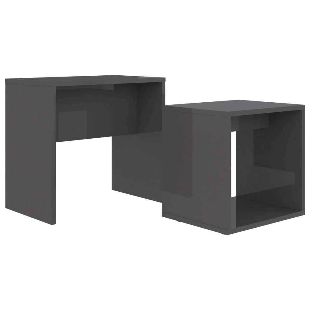 Coffee Table Set High Gloss Grey 48x30x45 cm Wood Material