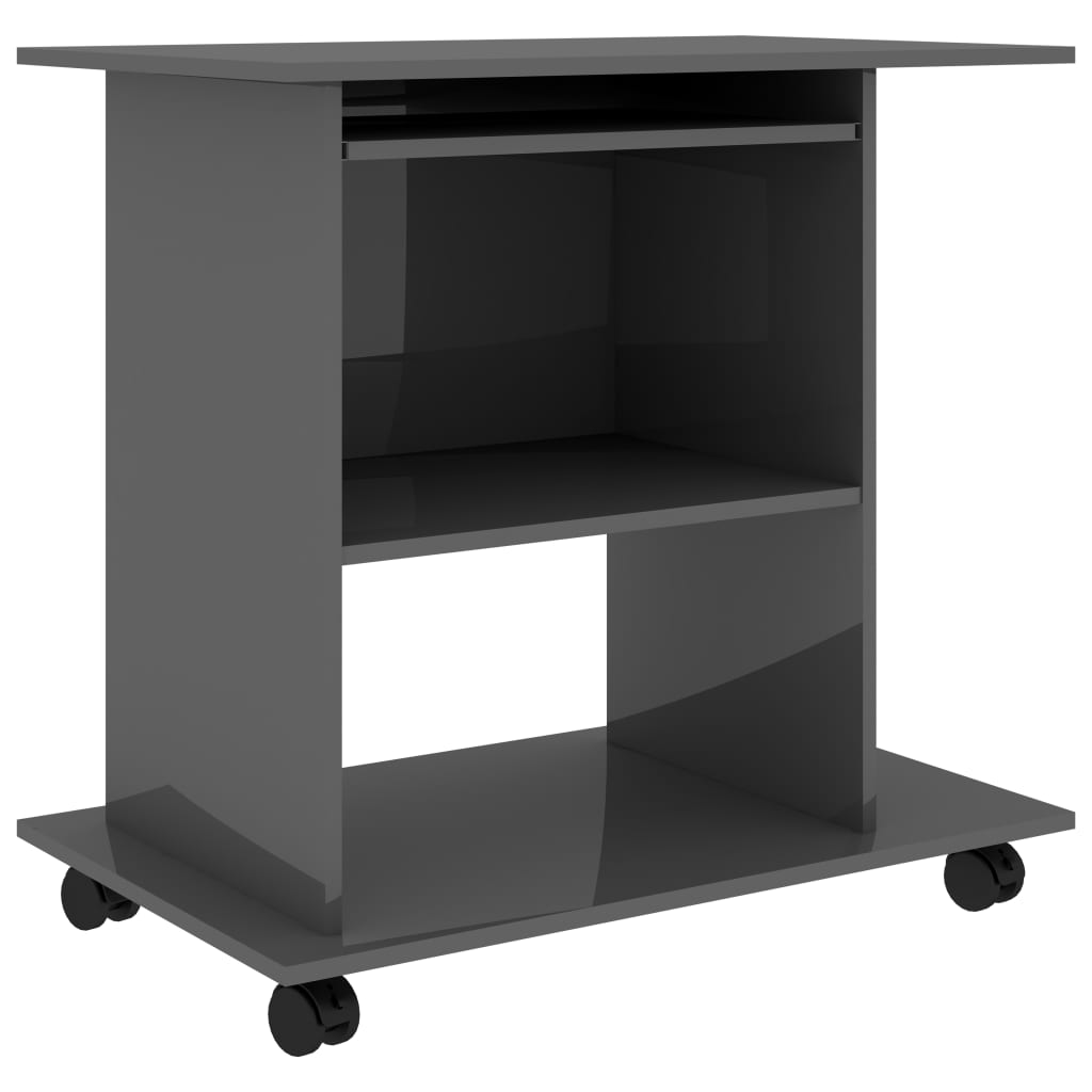 Schreibtisch Hochglanz-Grau 80x50x75 cm Holzwerkstoff