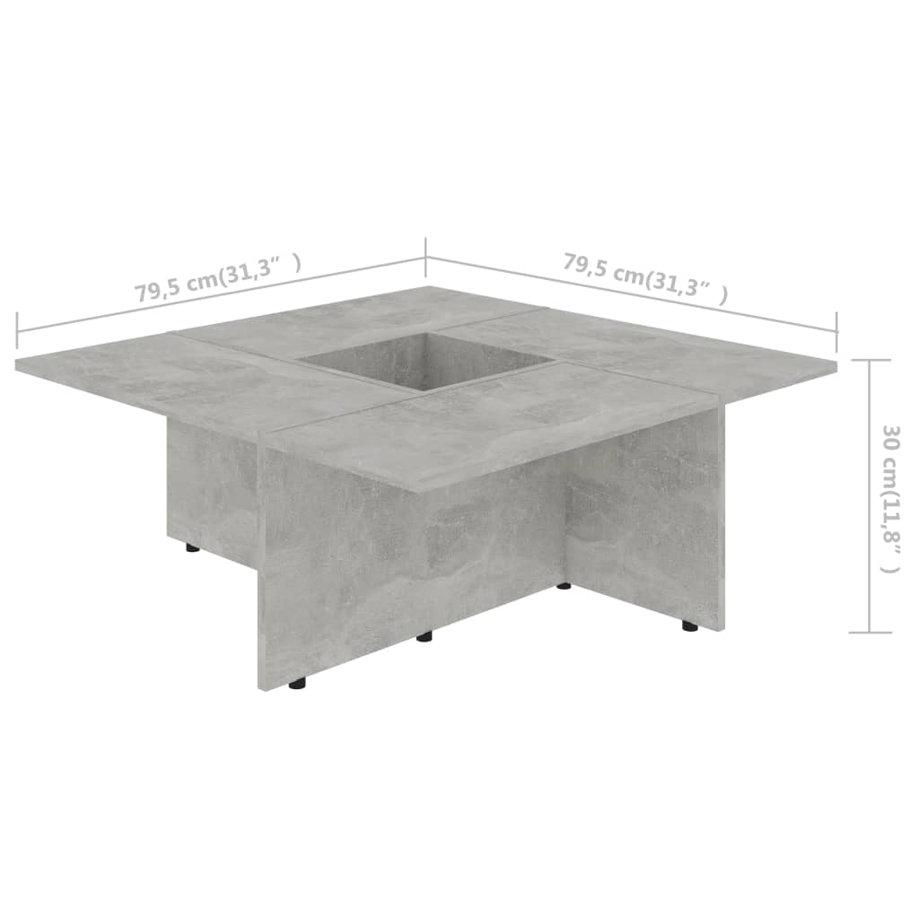 Couchtisch Betongrau 79,5x79,5x30 cm Holzwerkstoff