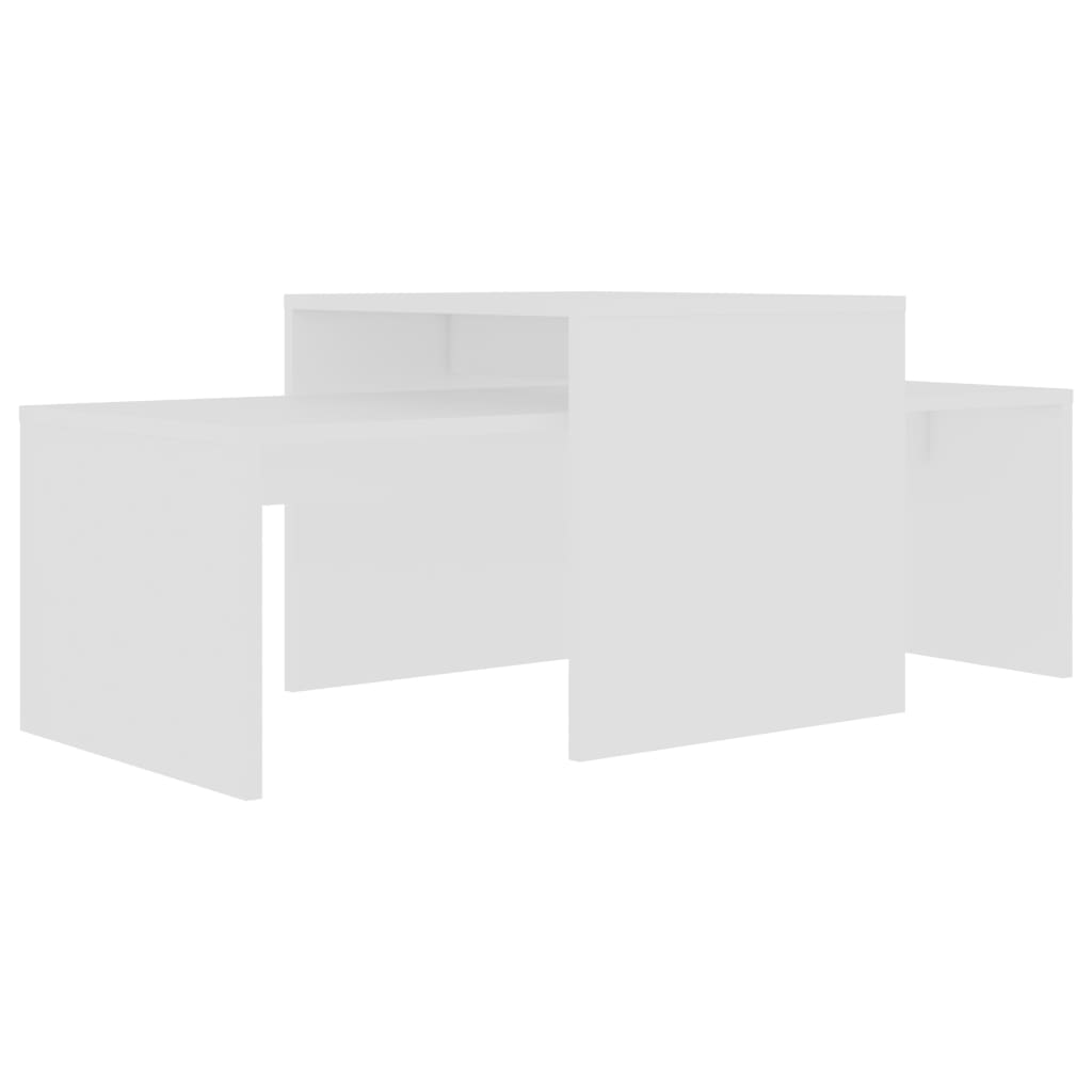 Ensemble table basse blanc 100x48x40 cm en bois