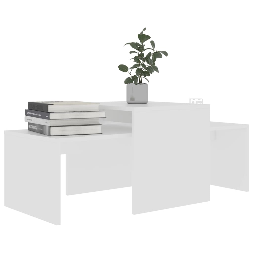 Ensemble table basse blanc 100x48x40 cm en bois