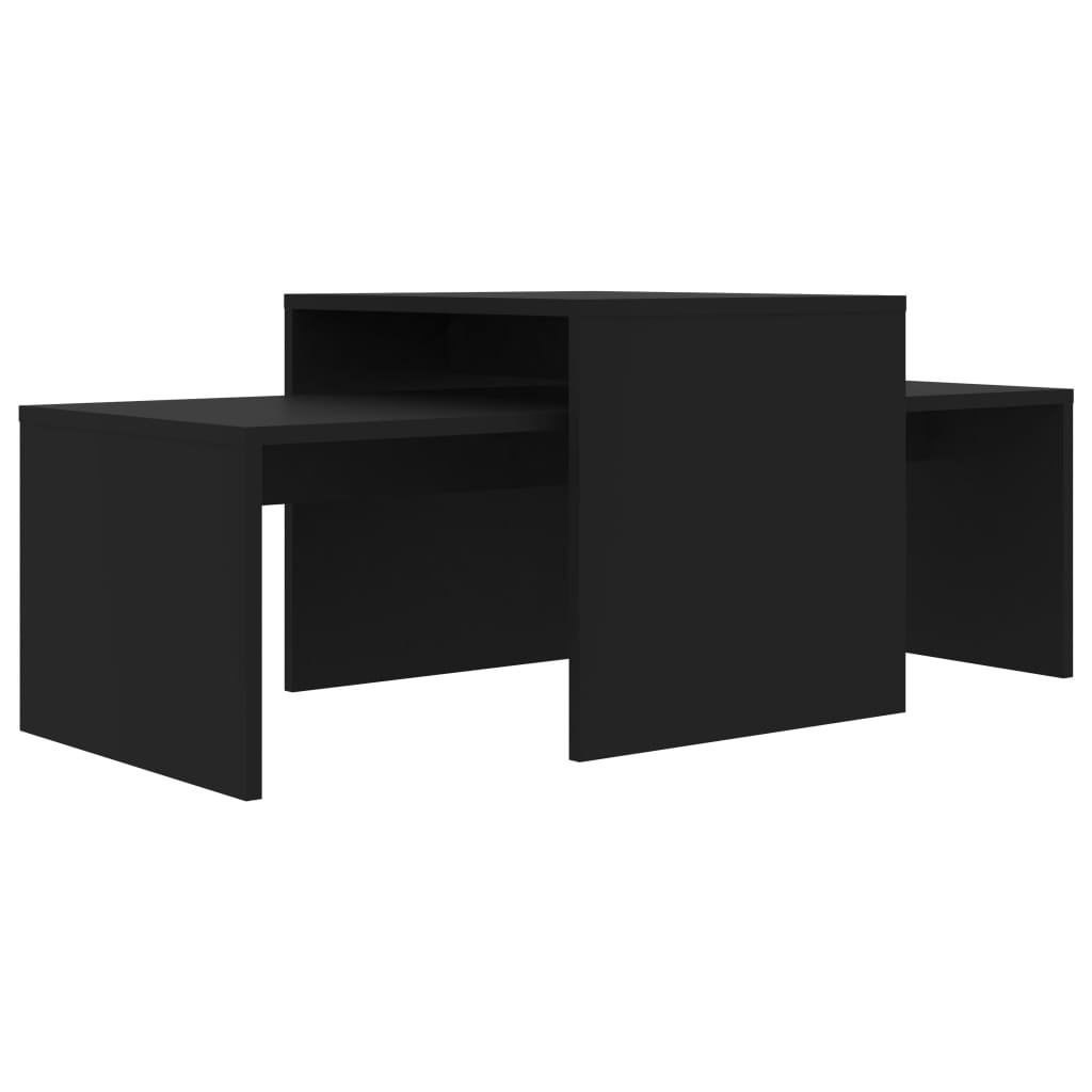 Coffee Table Set Black 100x48x40 cm Wood Material