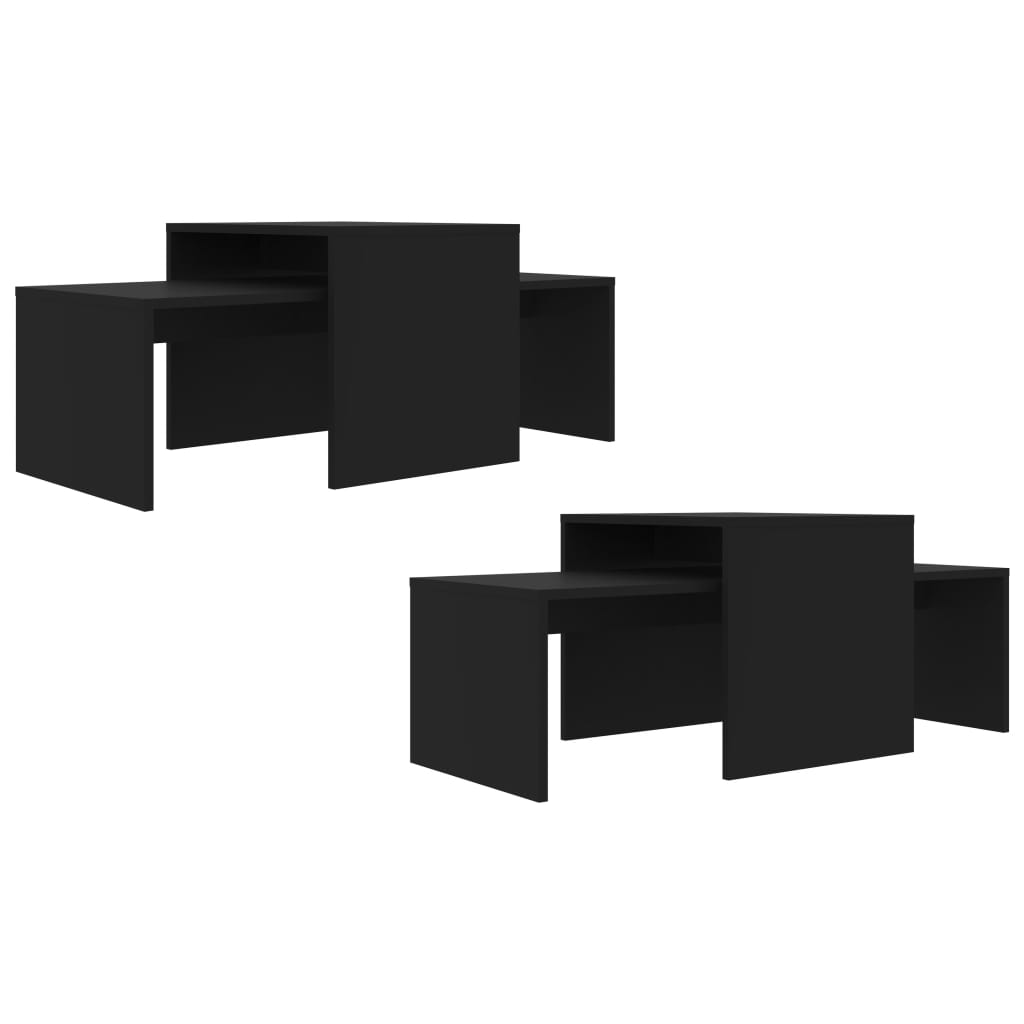 Coffee Table Set Black 100x48x40 cm Wood Material