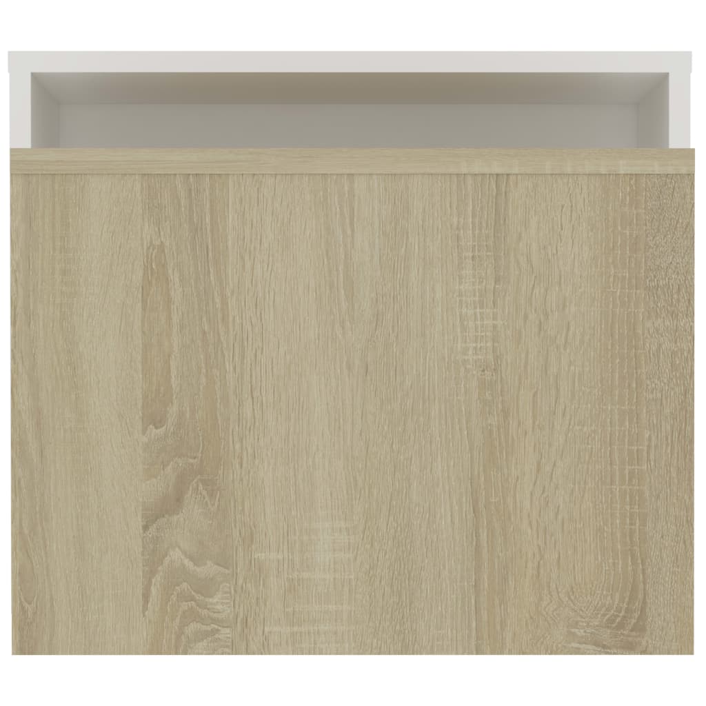 Couchtisch-Set Weiß Sonoma-Eiche 100x48x40 cm Holzwerkstoff