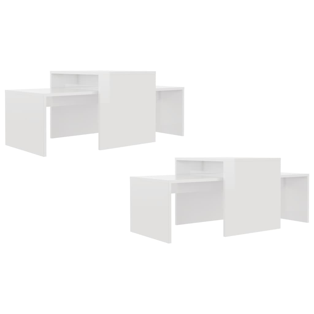 Coffee table set high gloss white 100x48x40 cm wood material