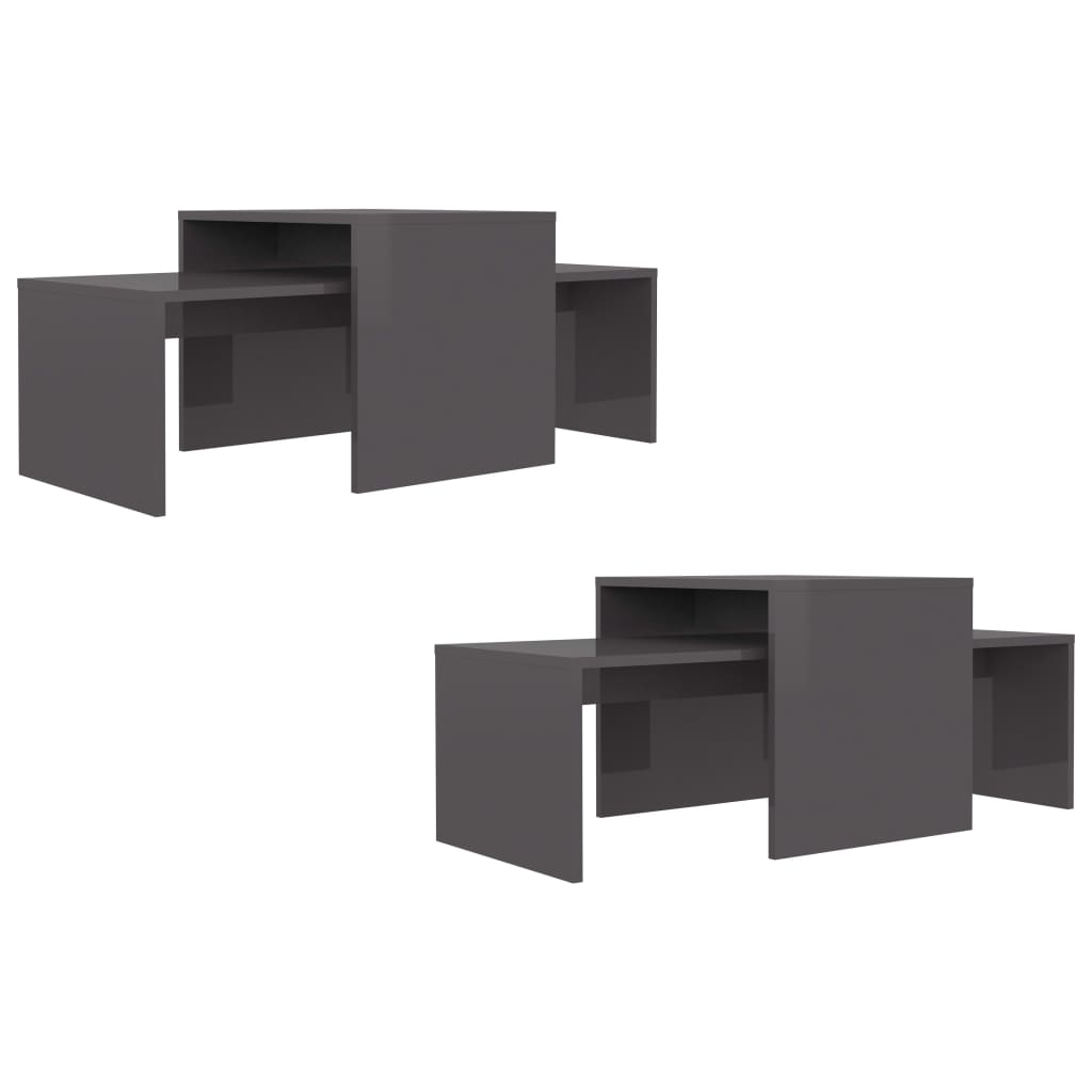 Couchtisch-Set Hochglanz-Grau 100x48x40 cm Holzwerkstoff
