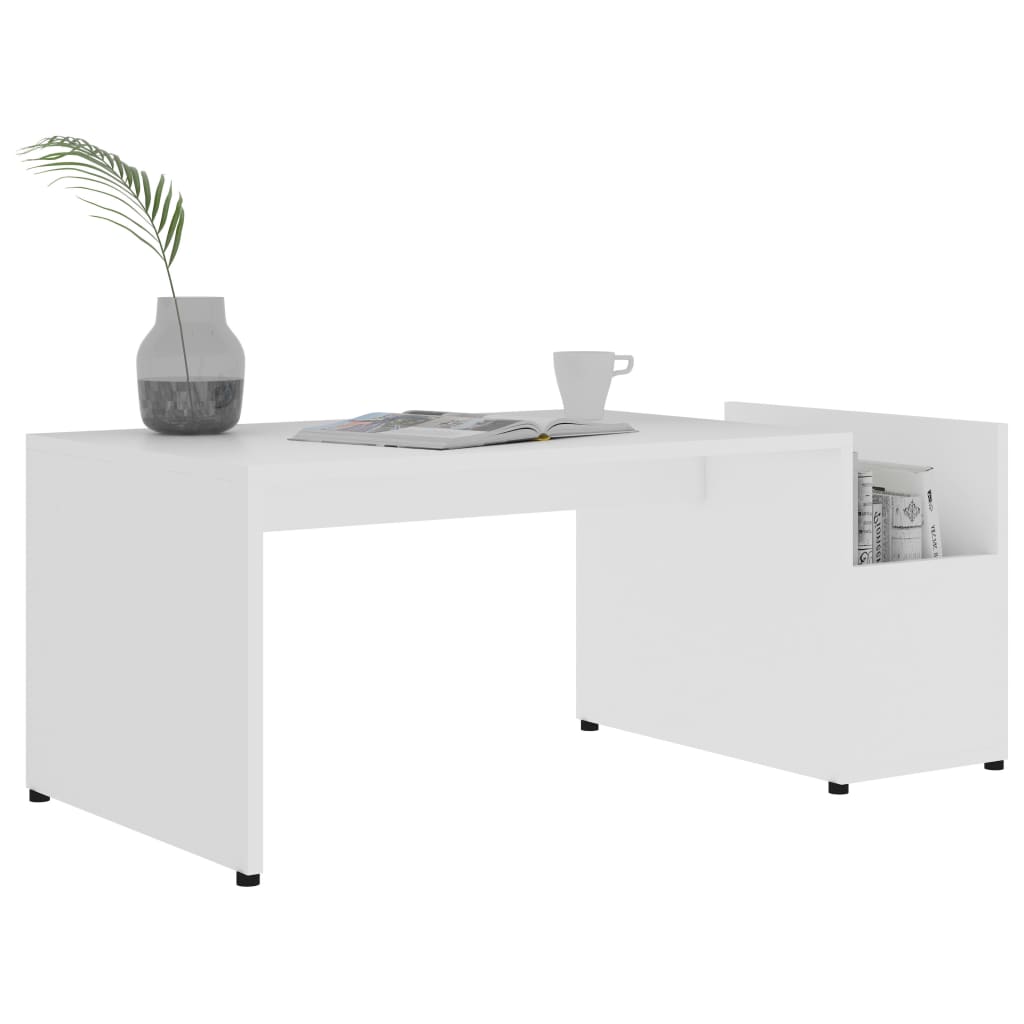 Table basse blanche 90x45x35 cm en bois