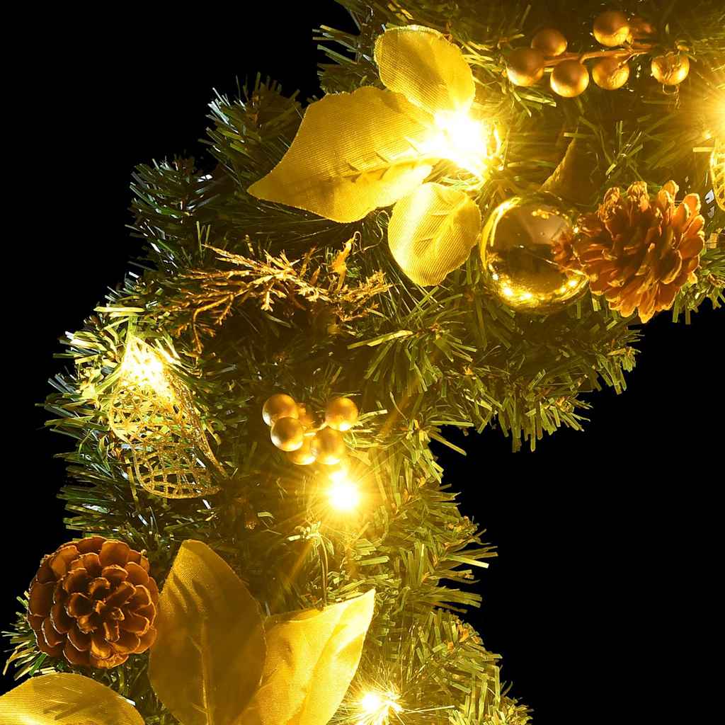 Weihnachtskranz mit LED-Lichtern Grün 60 cm PVC