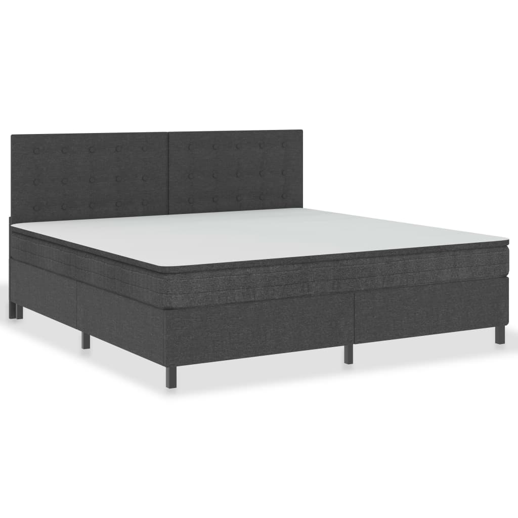 Lit à sommier tapissier tissu gris foncé 200x200 cm