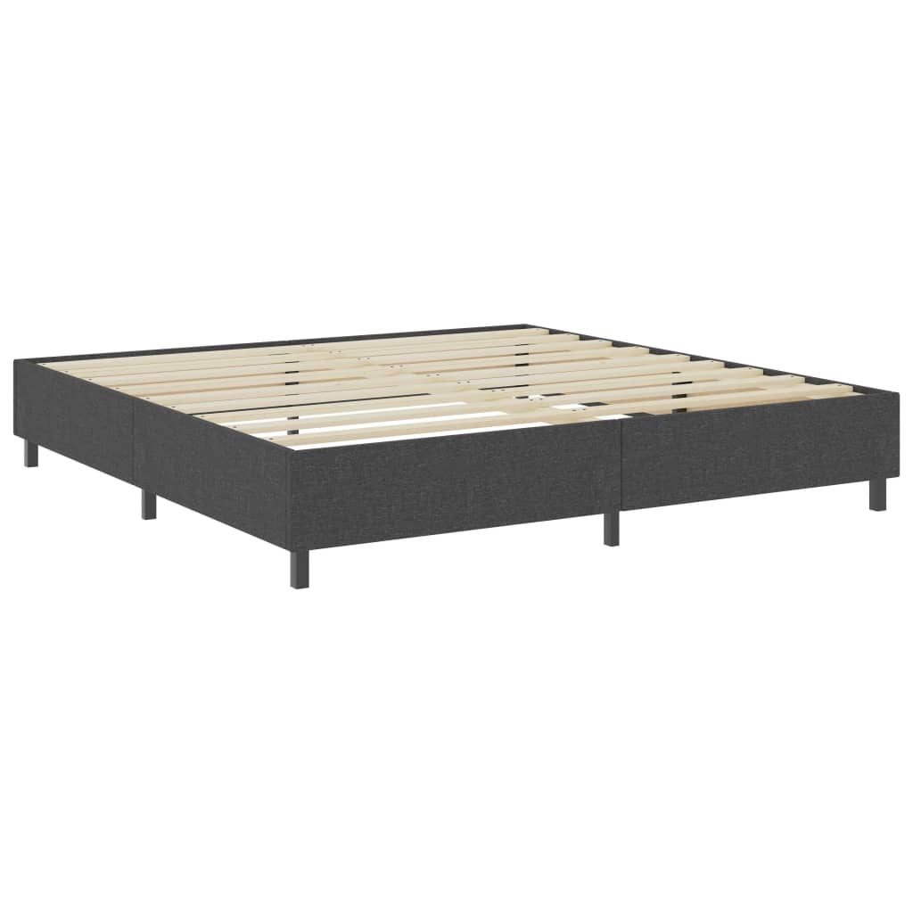 Lit à sommier tapissier tissu gris foncé 200x200 cm