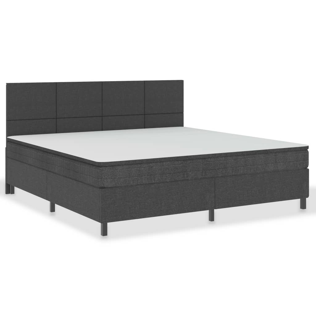 Lit à sommier tapissier tissu gris foncé 200x200 cm
