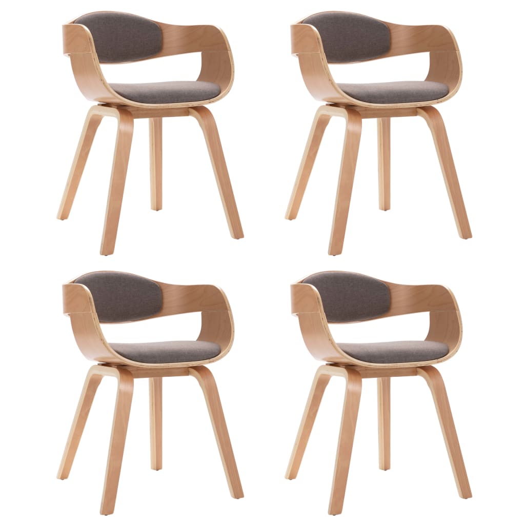Esszimmerstühle 4 Stk. Bugholz und Taupe Stoff