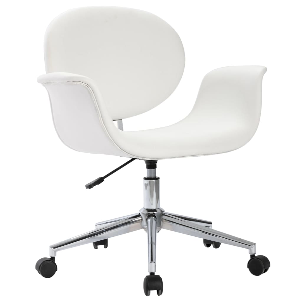 Chaise de bureau pivotante en similicuir blanc
