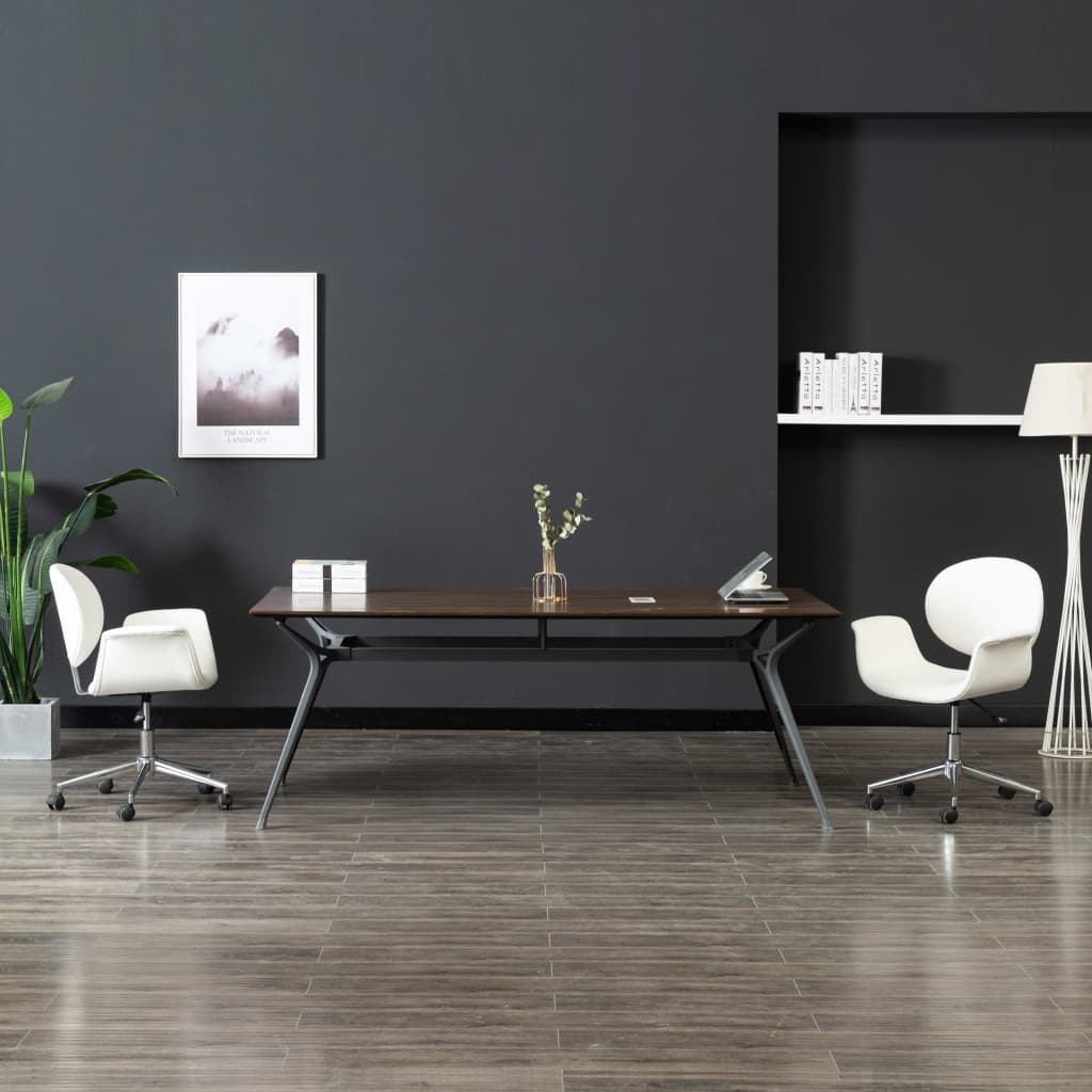 Chaise de bureau pivotante en similicuir blanc