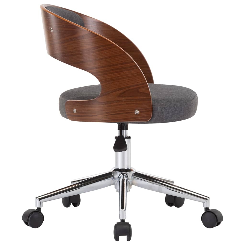 Swivel office chair grey bentwood and fabric