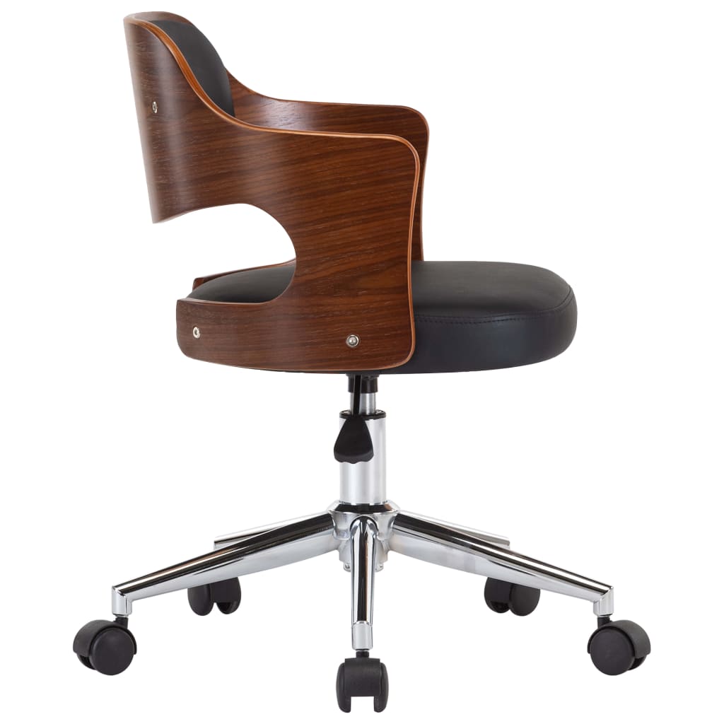 Swivel office chair black bentwood and imitation leather