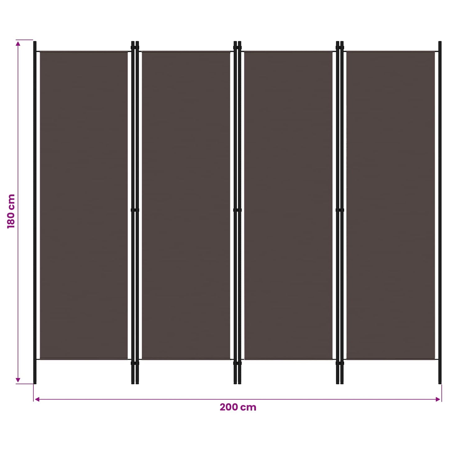 4-tlg. Raumteiler Braun 200x180 cm