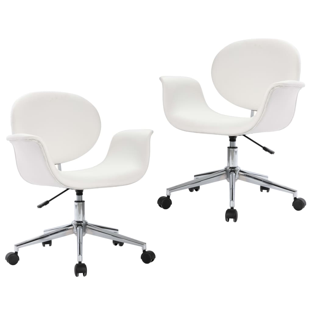 Dining chairs 2 pcs. Swivel white faux leather