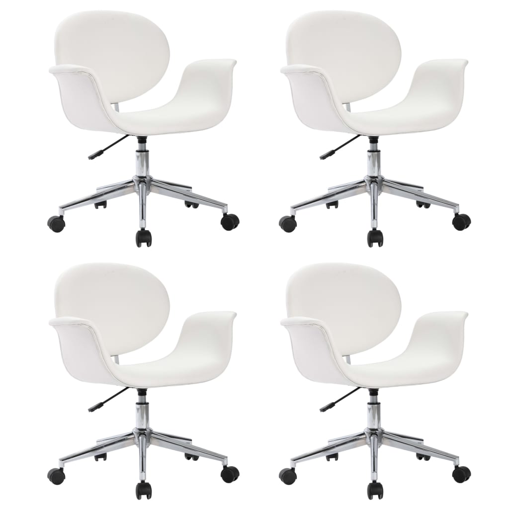 Swivel dining chairs 4 pcs. White faux leather