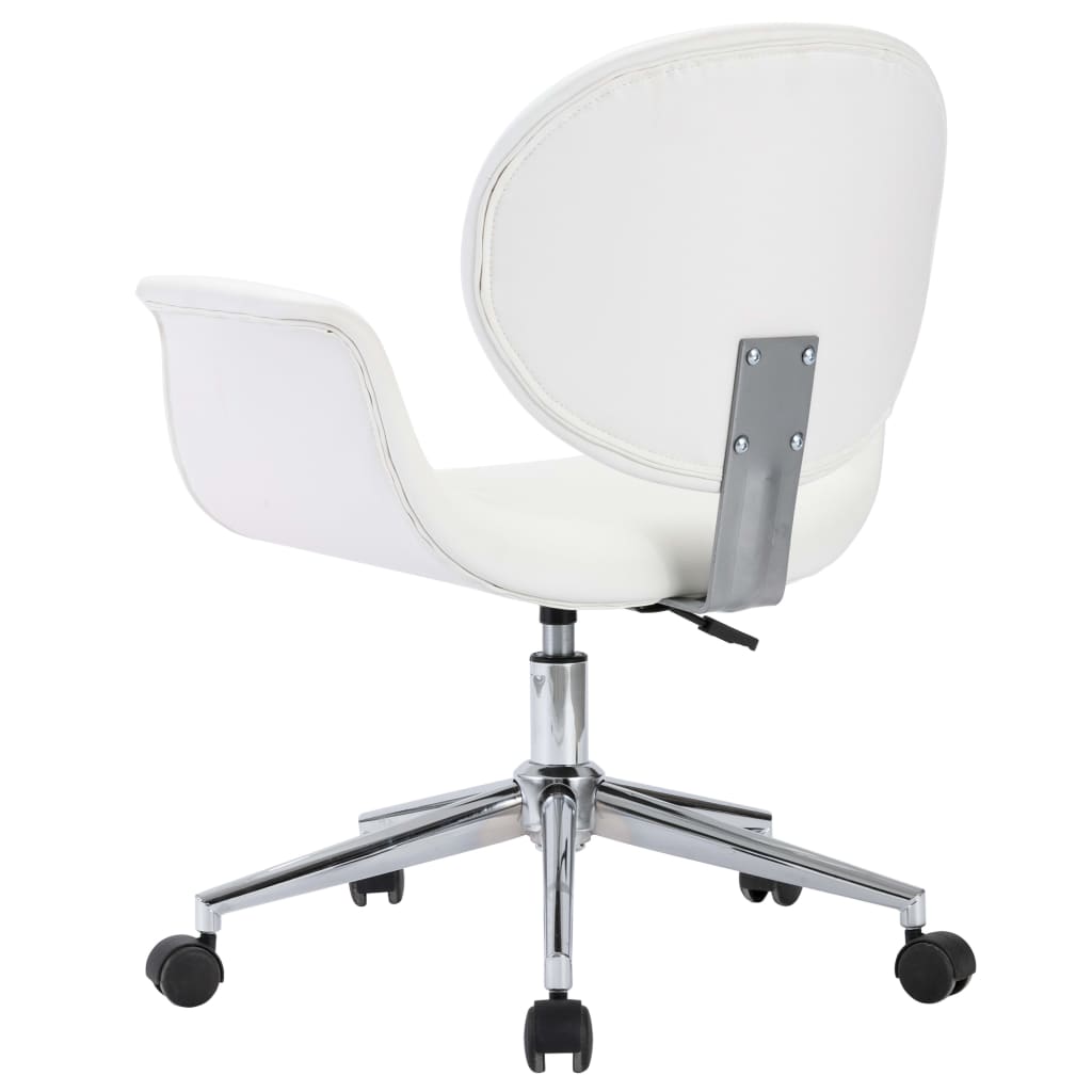 Swivel dining chairs 4 pcs. White faux leather