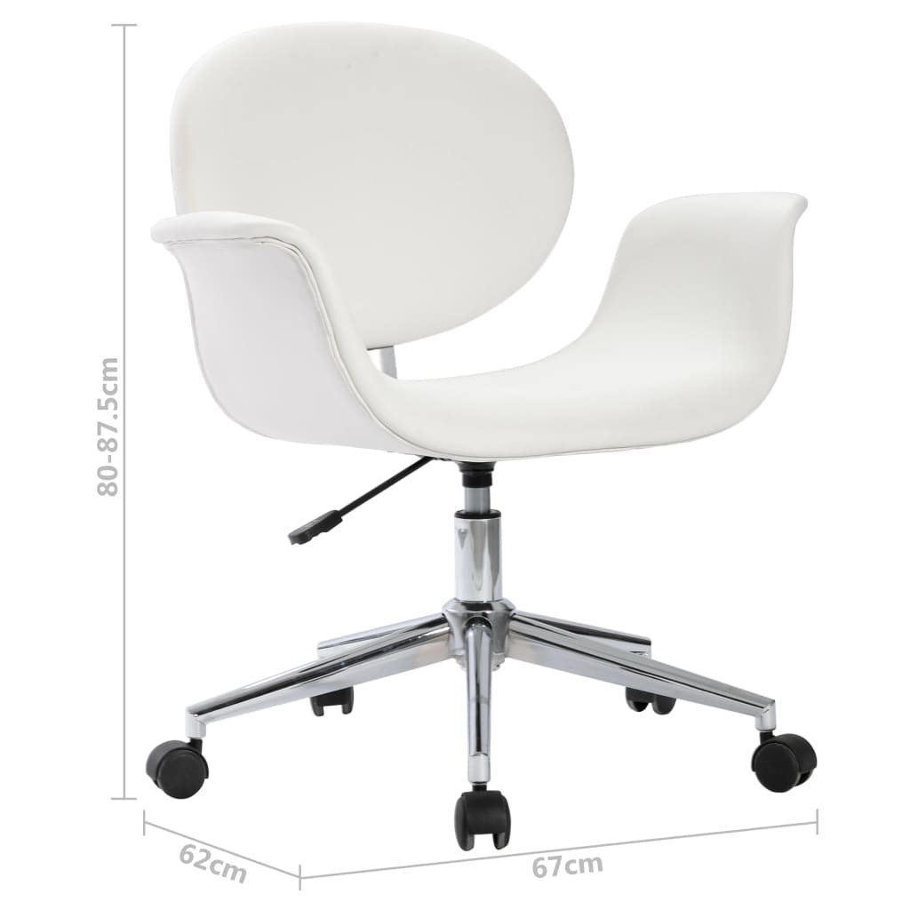 Swivel dining chairs 4 pcs. White faux leather
