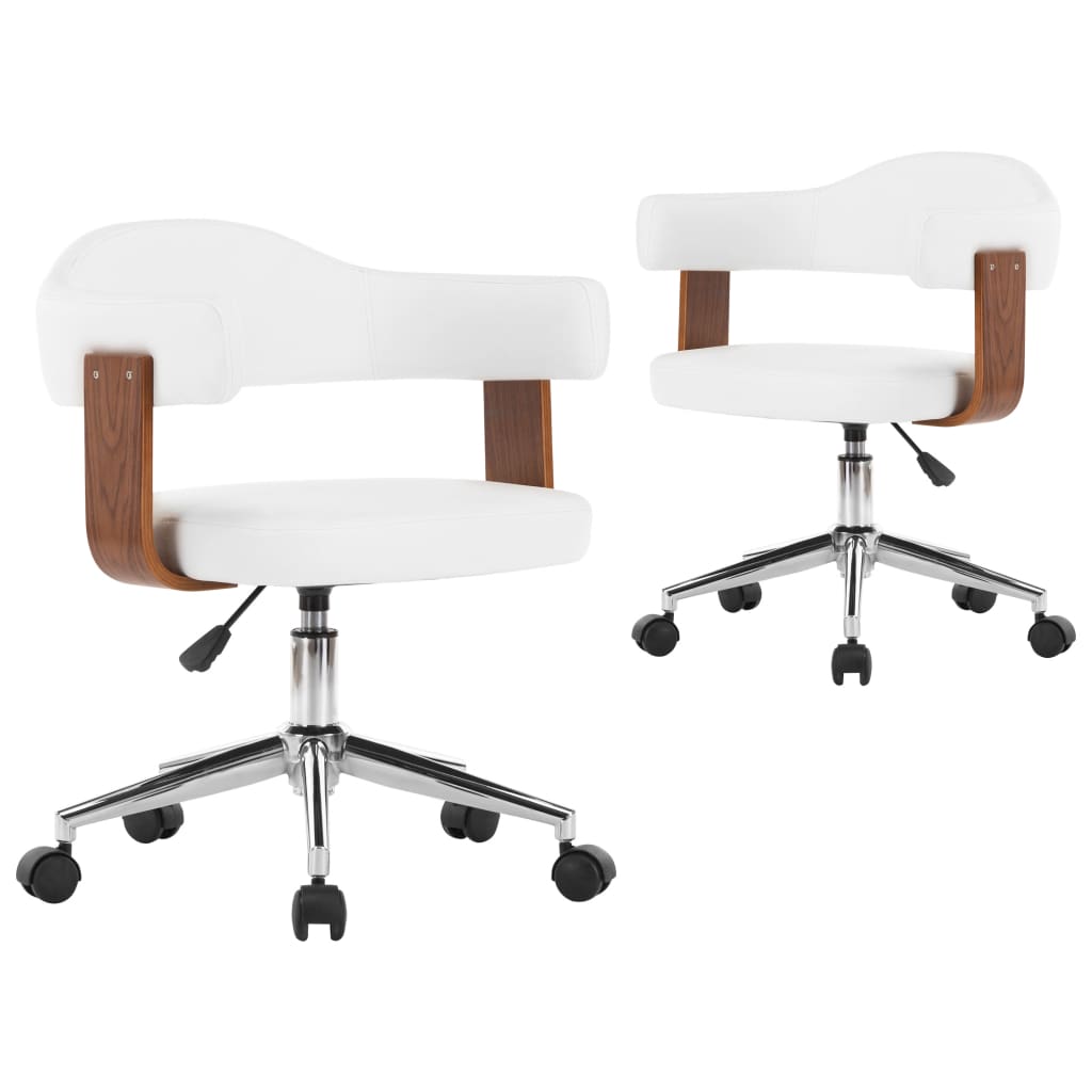 Dining chairs 2 pcs. Swivel white bentwood and imitation leather